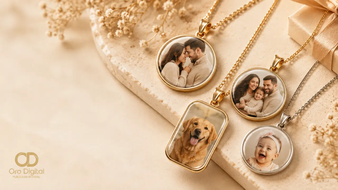 Colección de collares personalizados con fotografías familiares y de mascotas